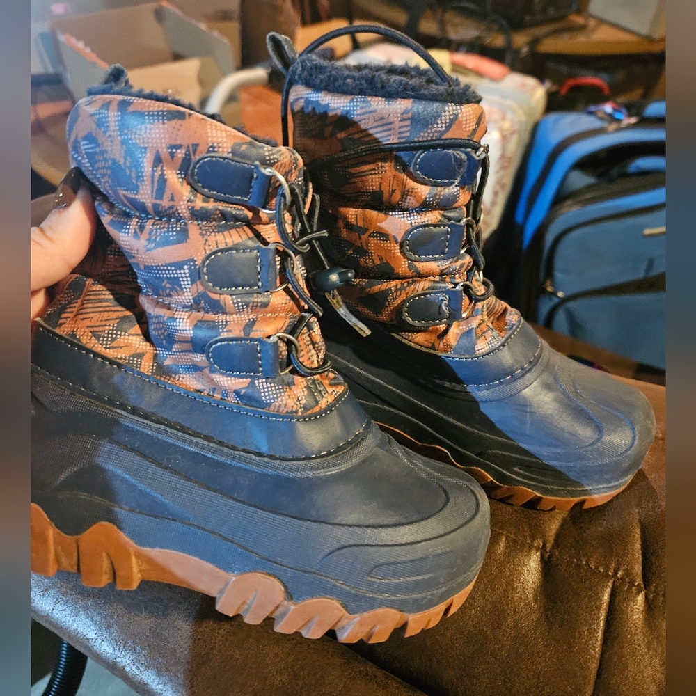 Kids Blue and Brown Boots